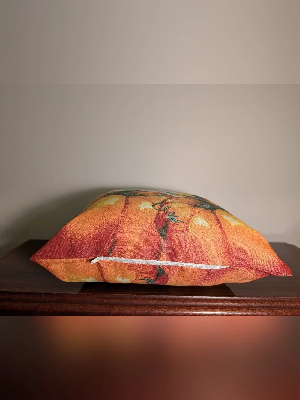 Fall Decorative Pillow with Pumpkin, Sunflower & Bird